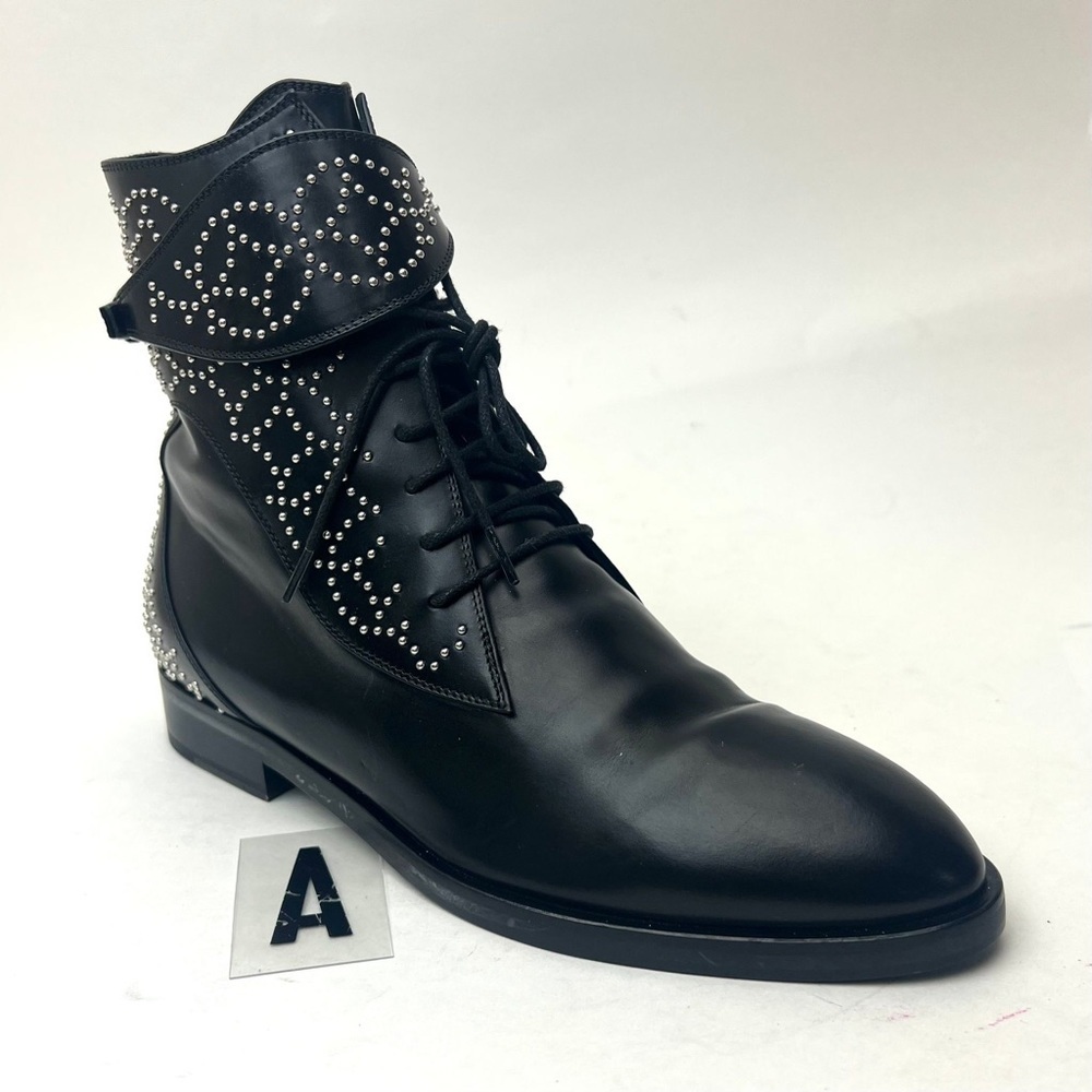 ALAÏA Studded Leather Lace-Up Ankle Bootie sz 8